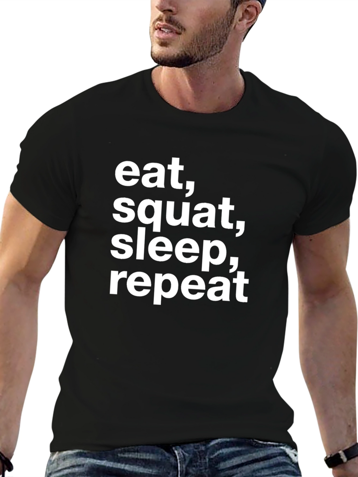 Eat Squat Sleep Repeat T-Shirt - Gym Motivation