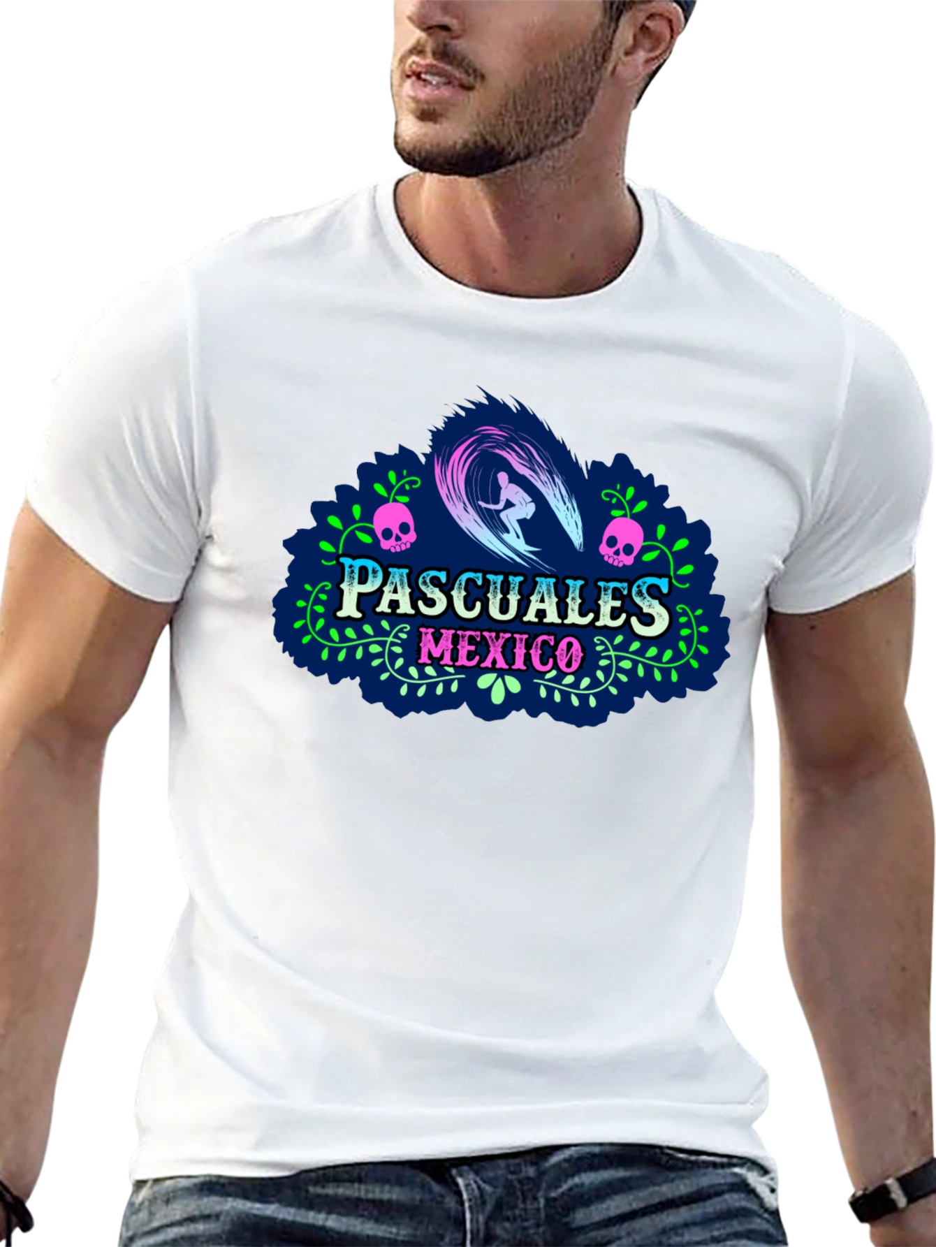 Pascuales Mexico Surfing Skull T-Shirt