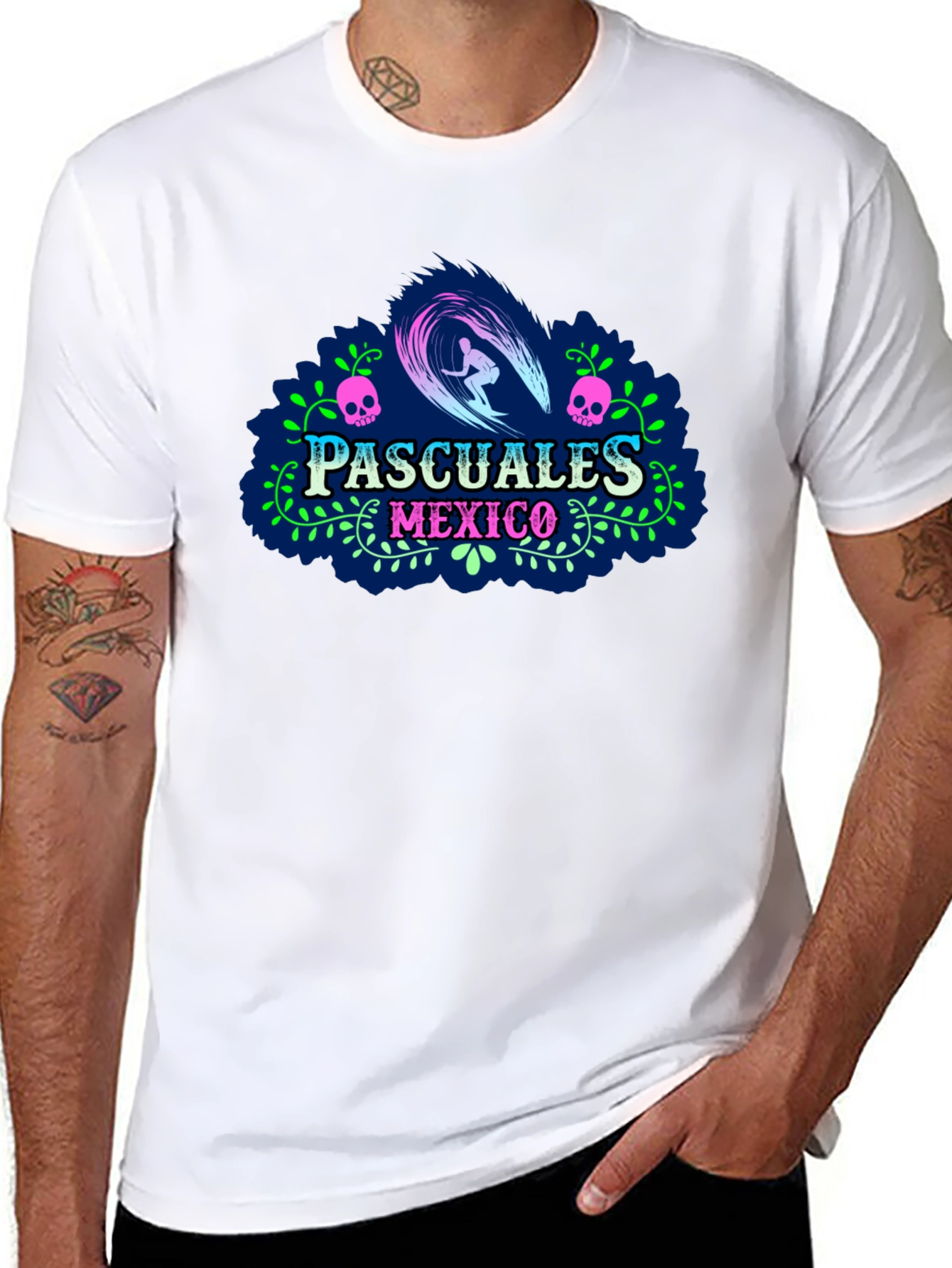 Pascuales Mexico Surfing Skull T-Shirt