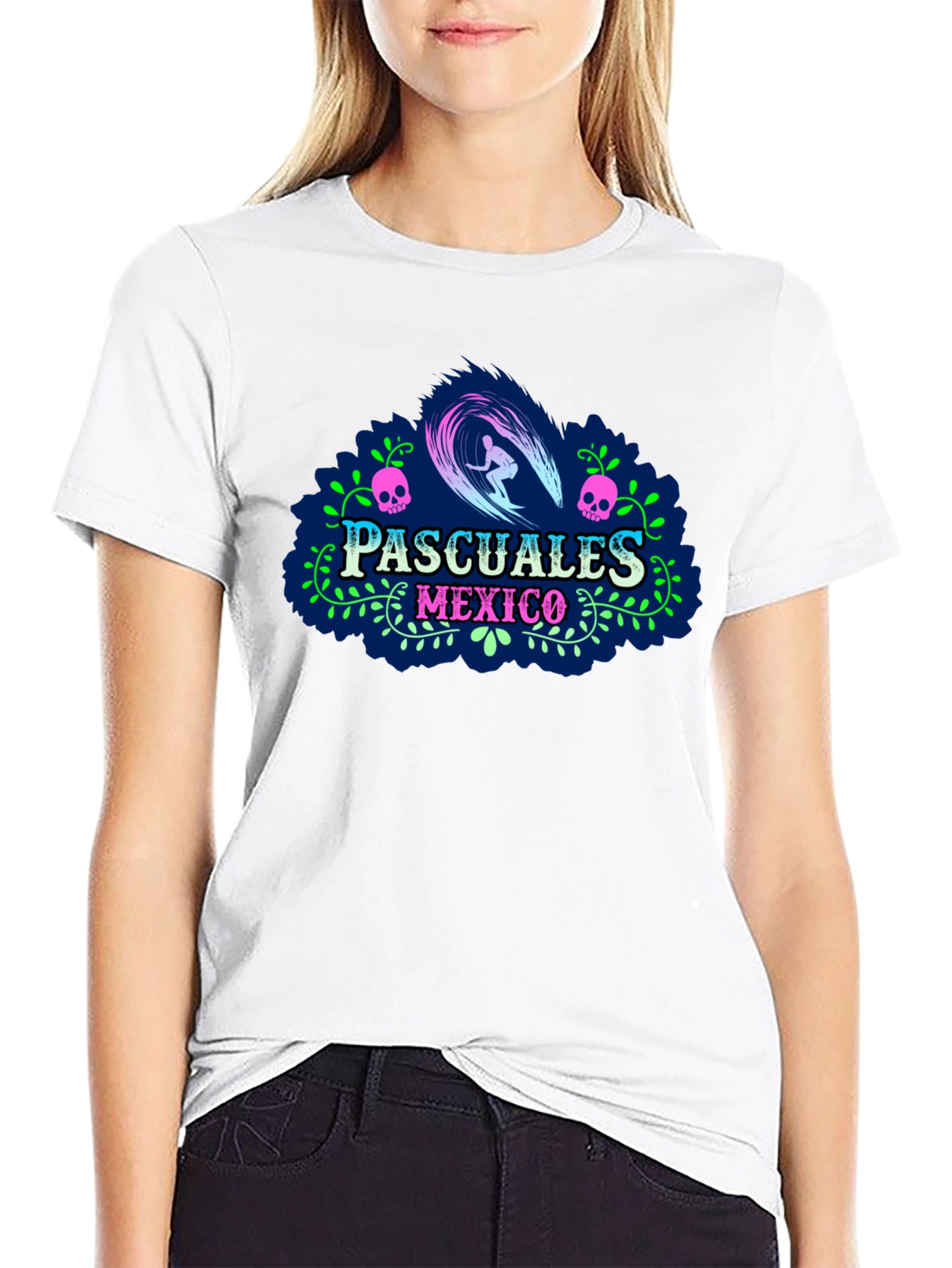 Pascuales Mexico Surfing Skull T-Shirt