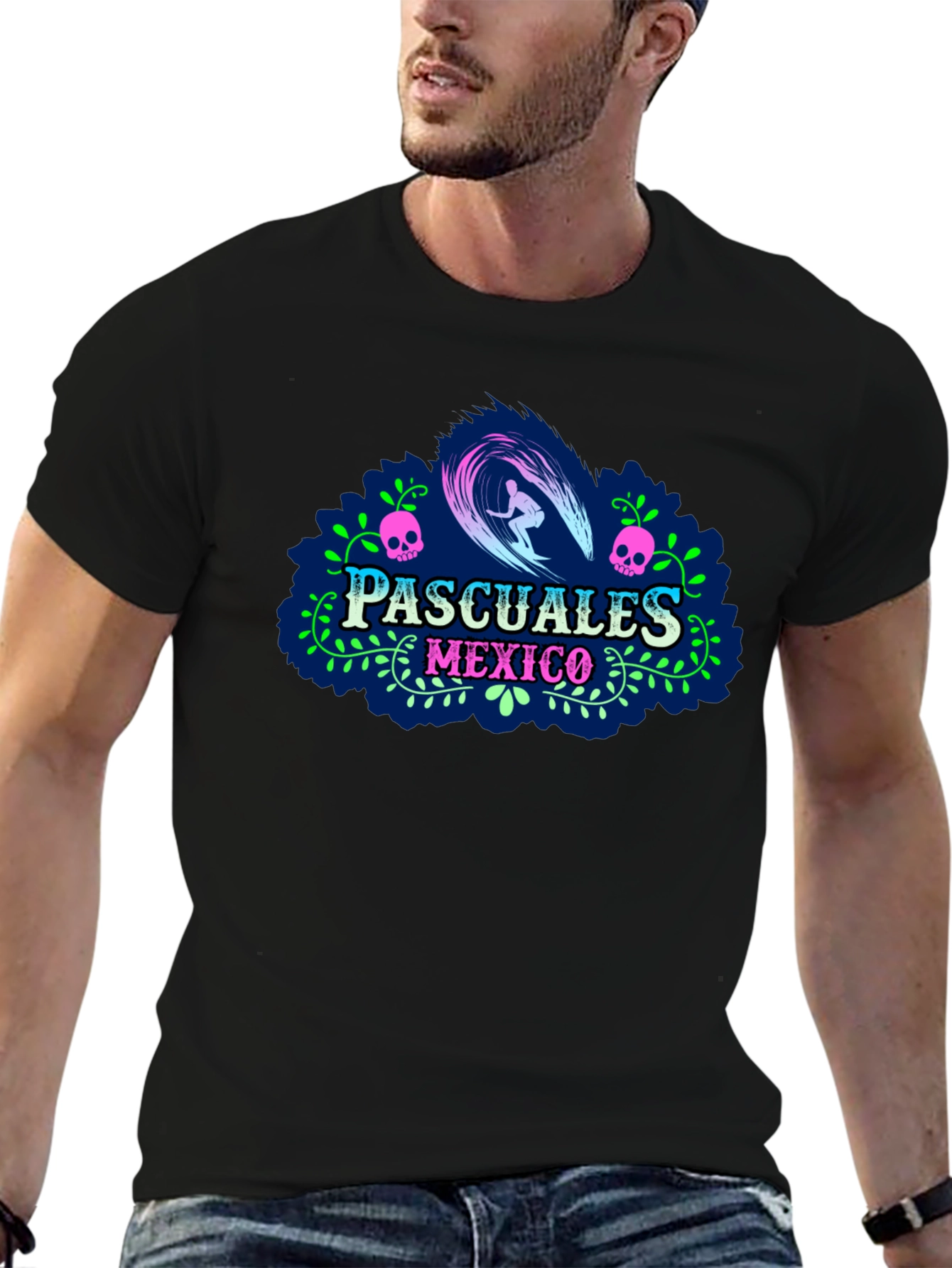 Pascuales Mexico Surfing Skull T-Shirt