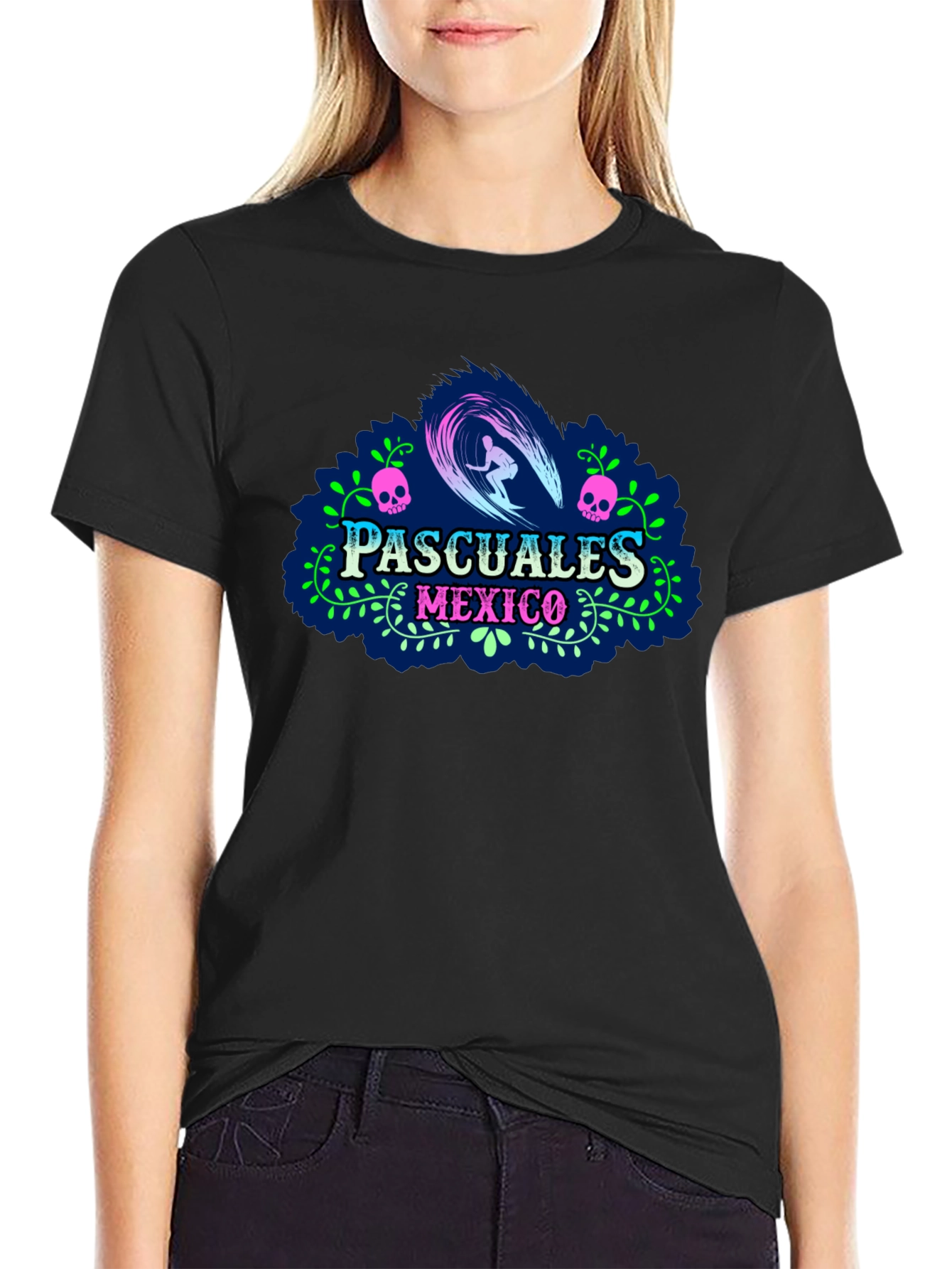 Pascuales Mexico Surfing Skull T-Shirt