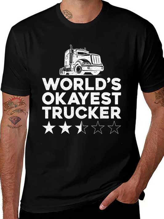 Worlds Okayest Trucker Black T-Shirt