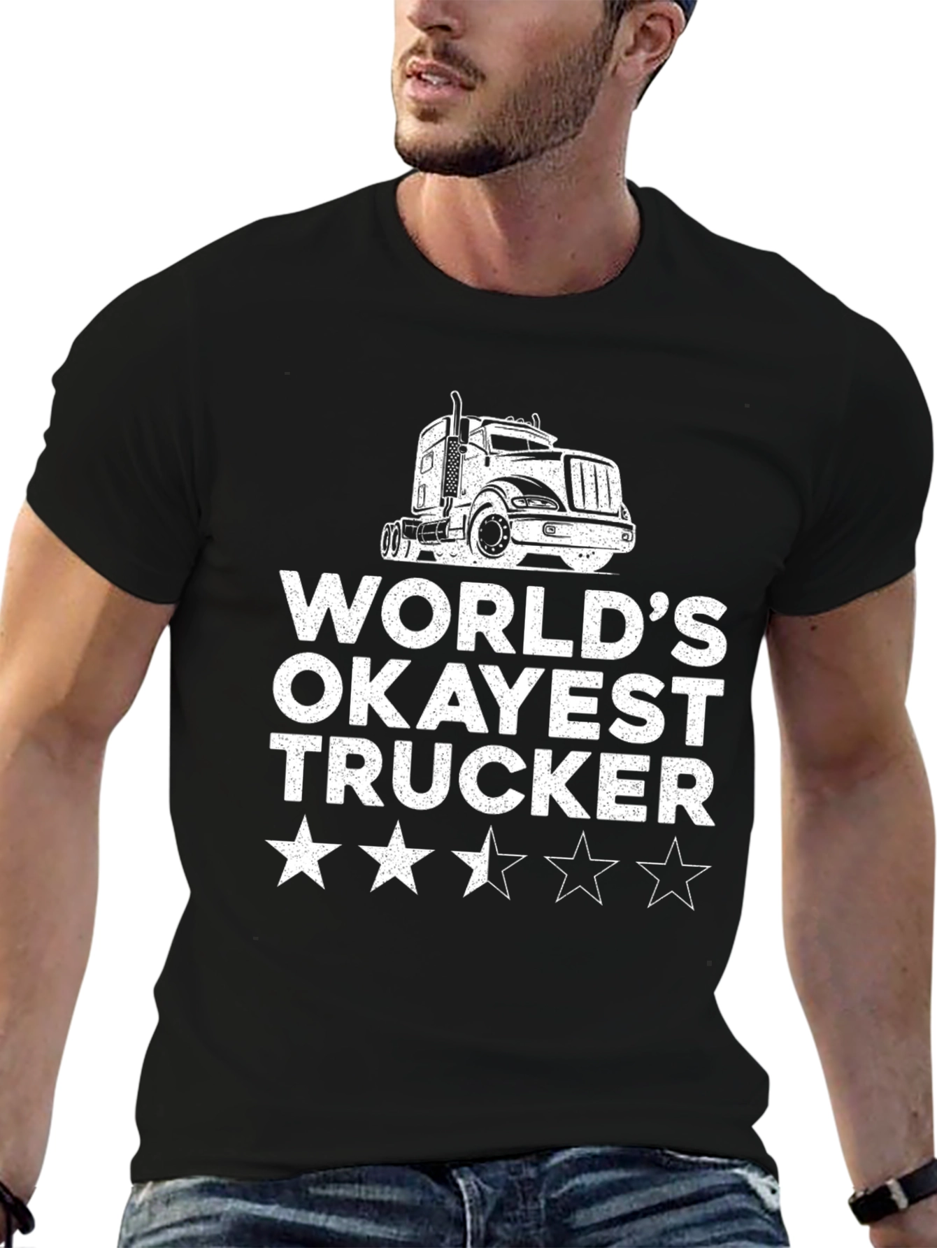 Worlds Okayest Trucker Black T-Shirt