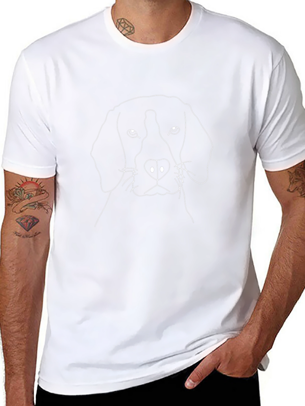 Minimalist Dog Line Art Tee - Black