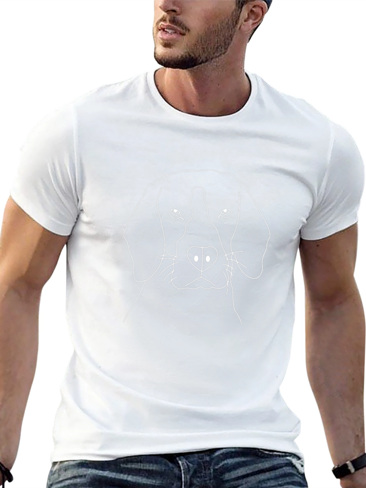 Minimalist Dog Line Art Tee - Black
