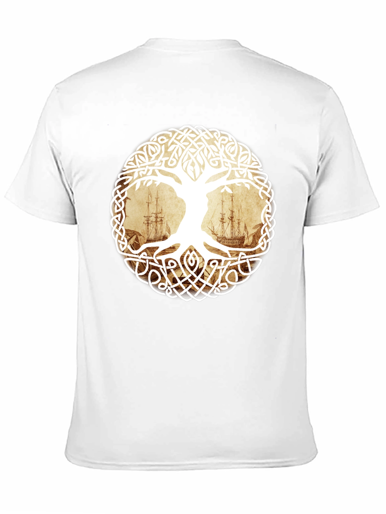 Celtic Tree of Life Pirate Ship Graphic T-Shirt