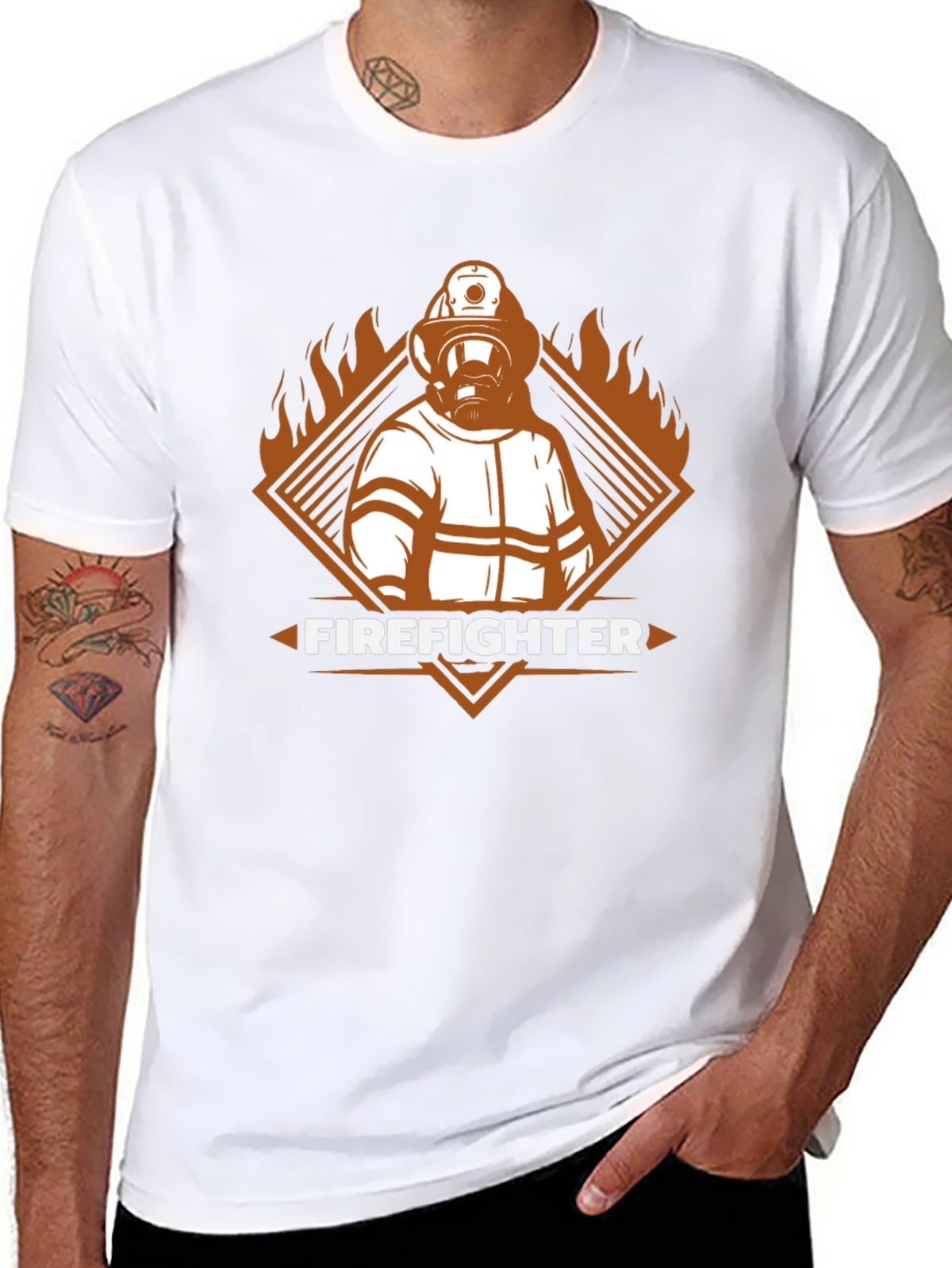 Firefighter Graphic Tee - Heroic Design T-Shirt