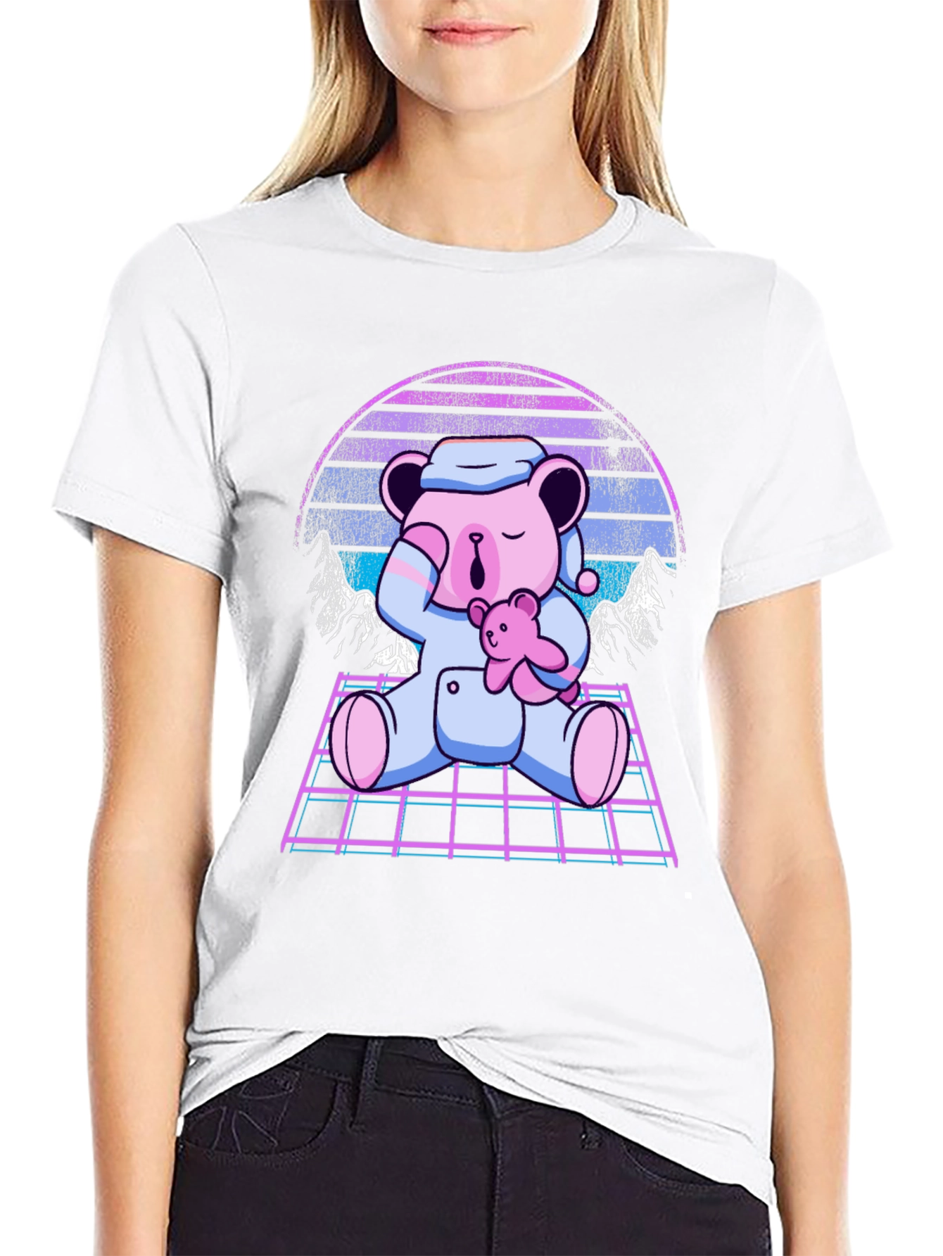 Retro Vaporwave Sleeping Bear T-Shirt