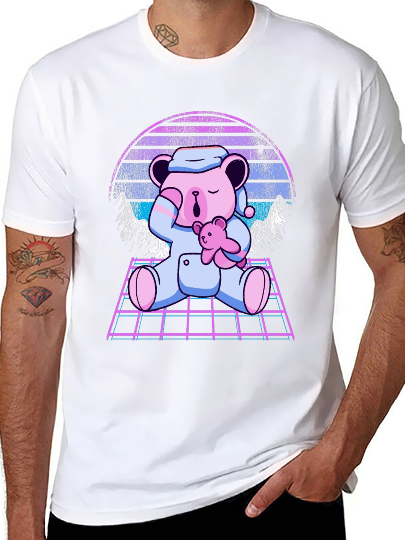 Retro Vaporwave Sleeping Bear T-Shirt