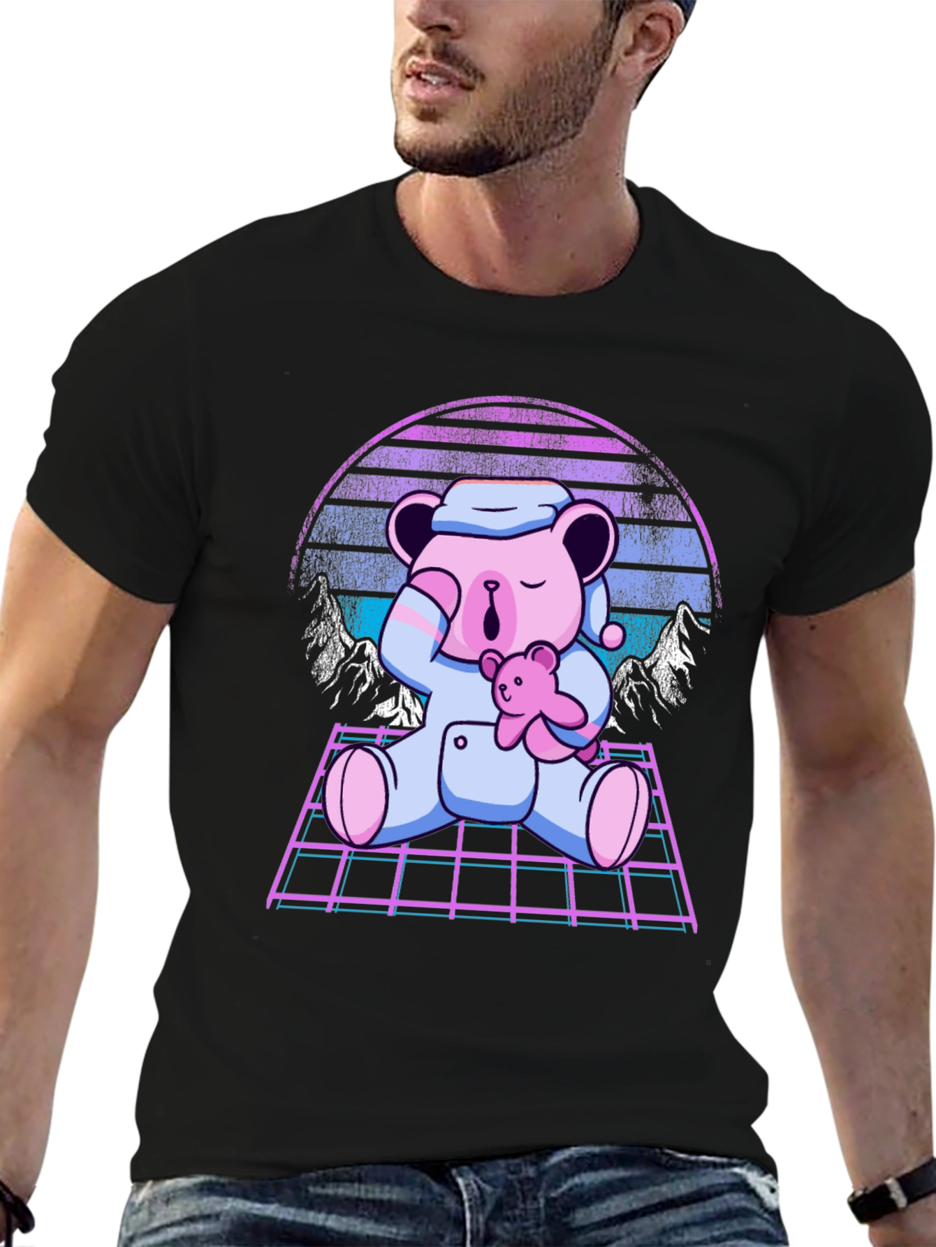 Retro Vaporwave Sleeping Bear T-Shirt