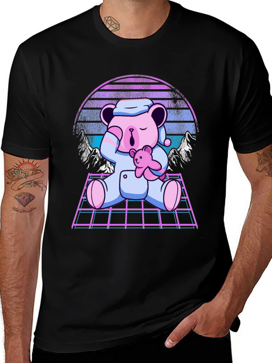 Retro Vaporwave Sleeping Bear T-Shirt