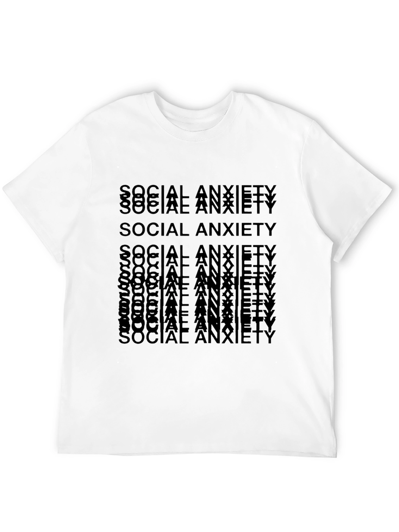 Social Anxiety Text Print Black T-Shirt