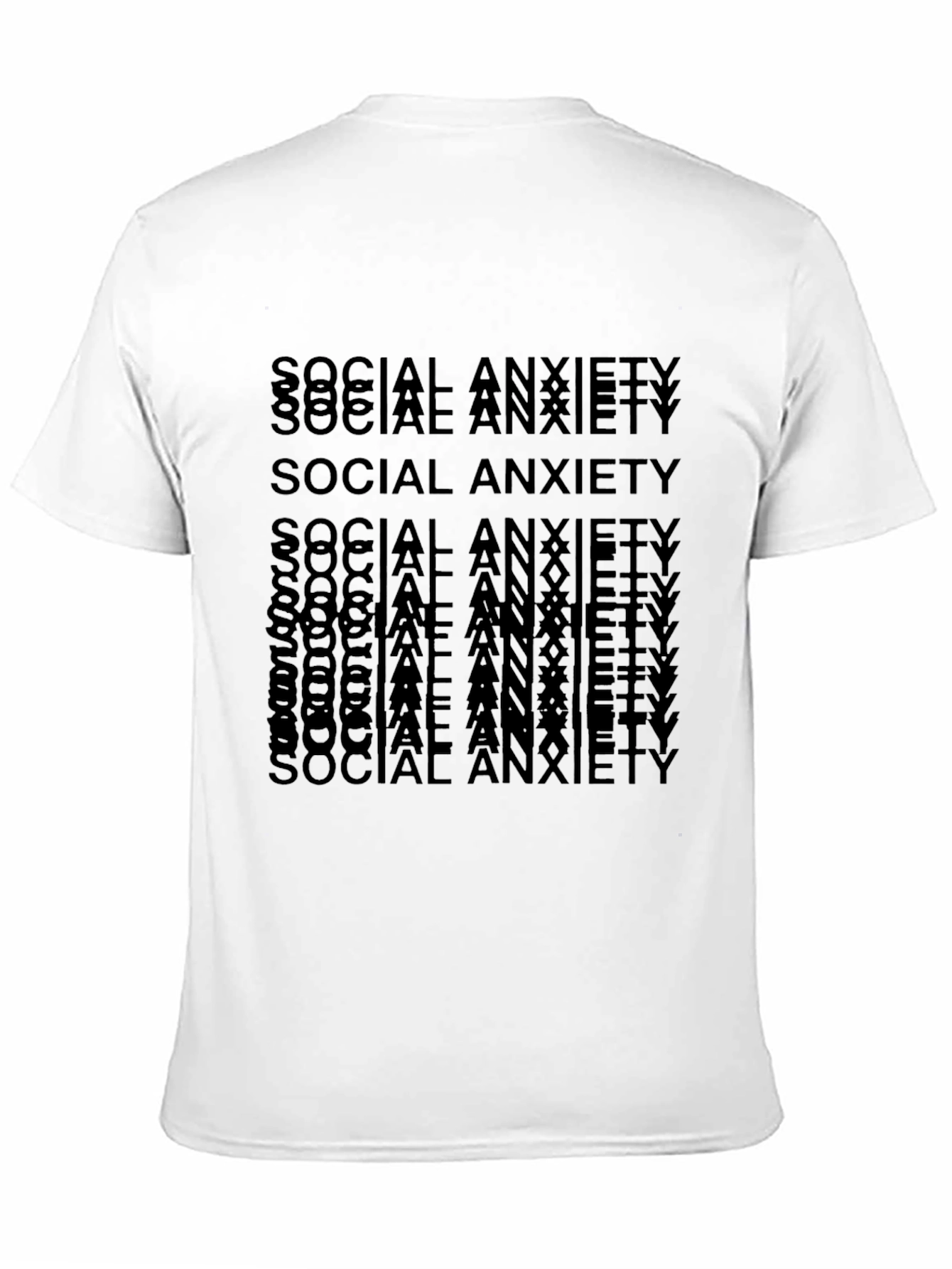 Social Anxiety Text Print Black T-Shirt