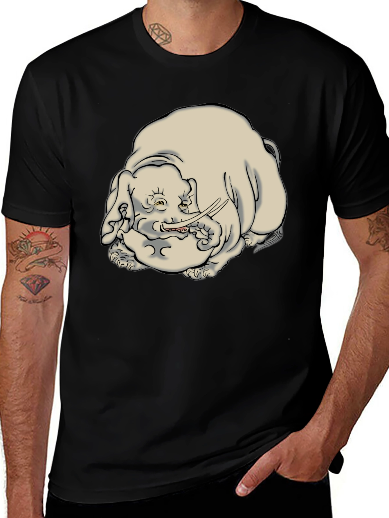 Elephant Graphic Tee - Unique Artistic Design