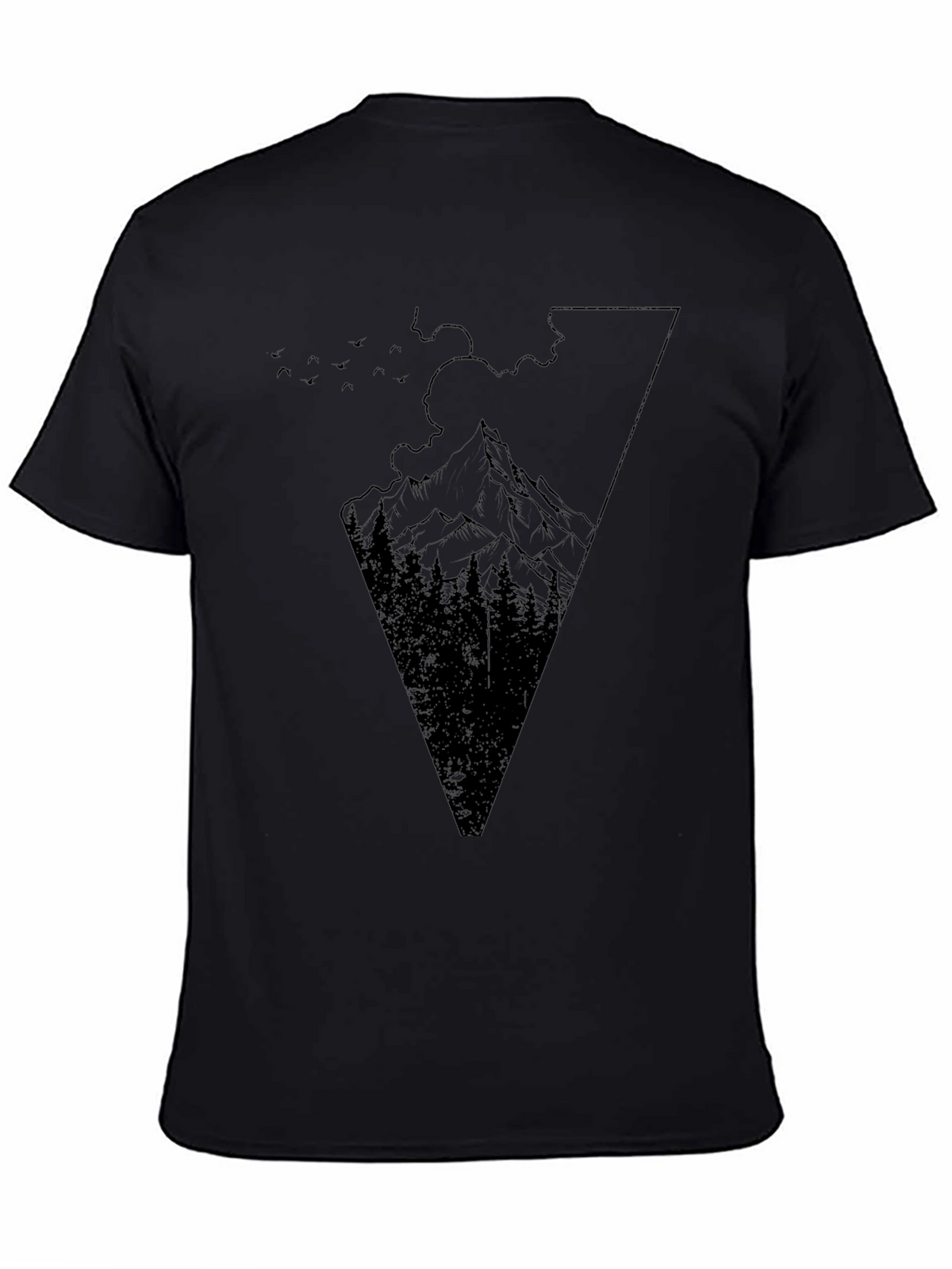 Mountain Graphic Tee - Black Cotton T-Shirt