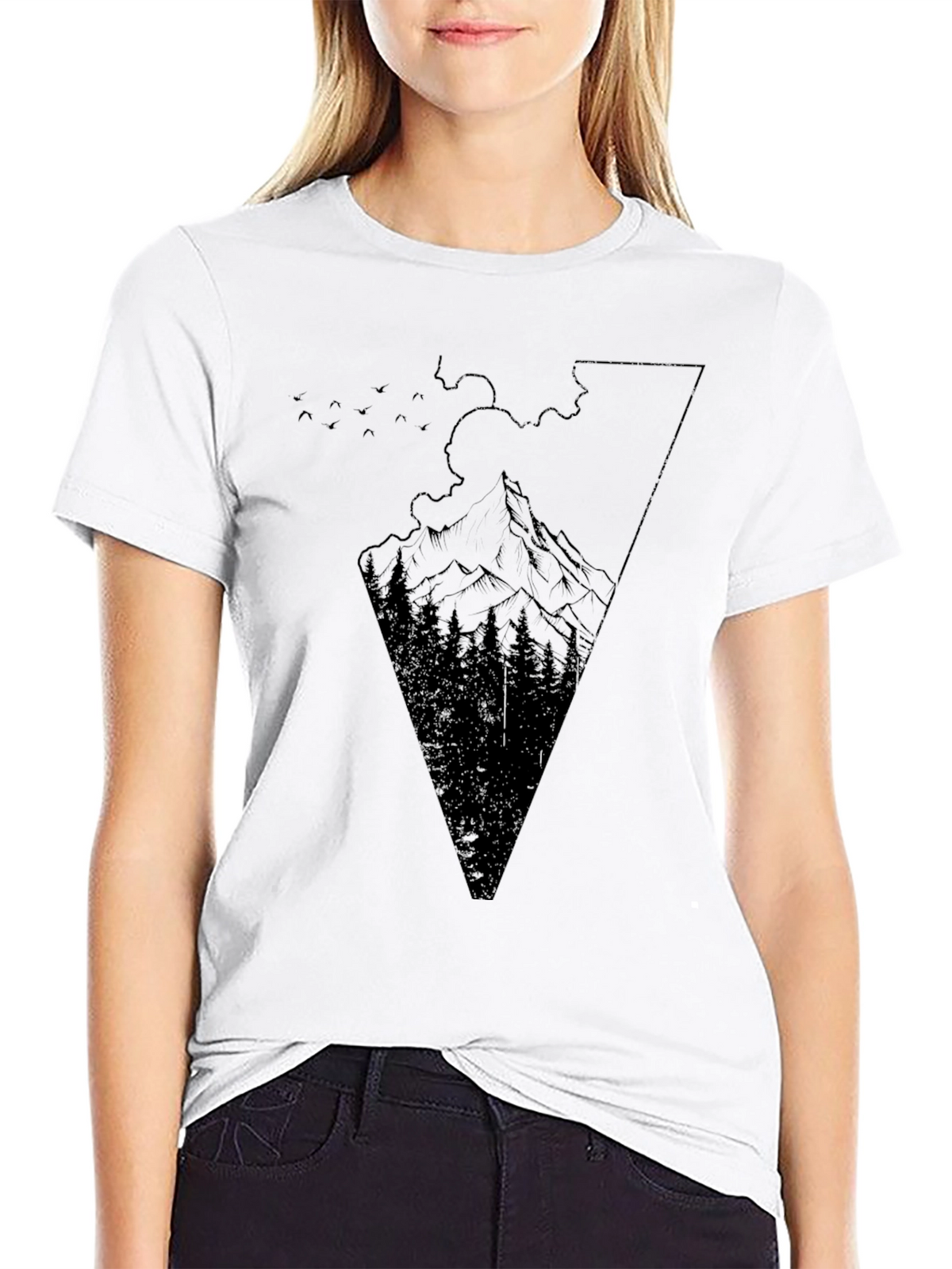 Mountain Graphic Tee - Black Cotton T-Shirt