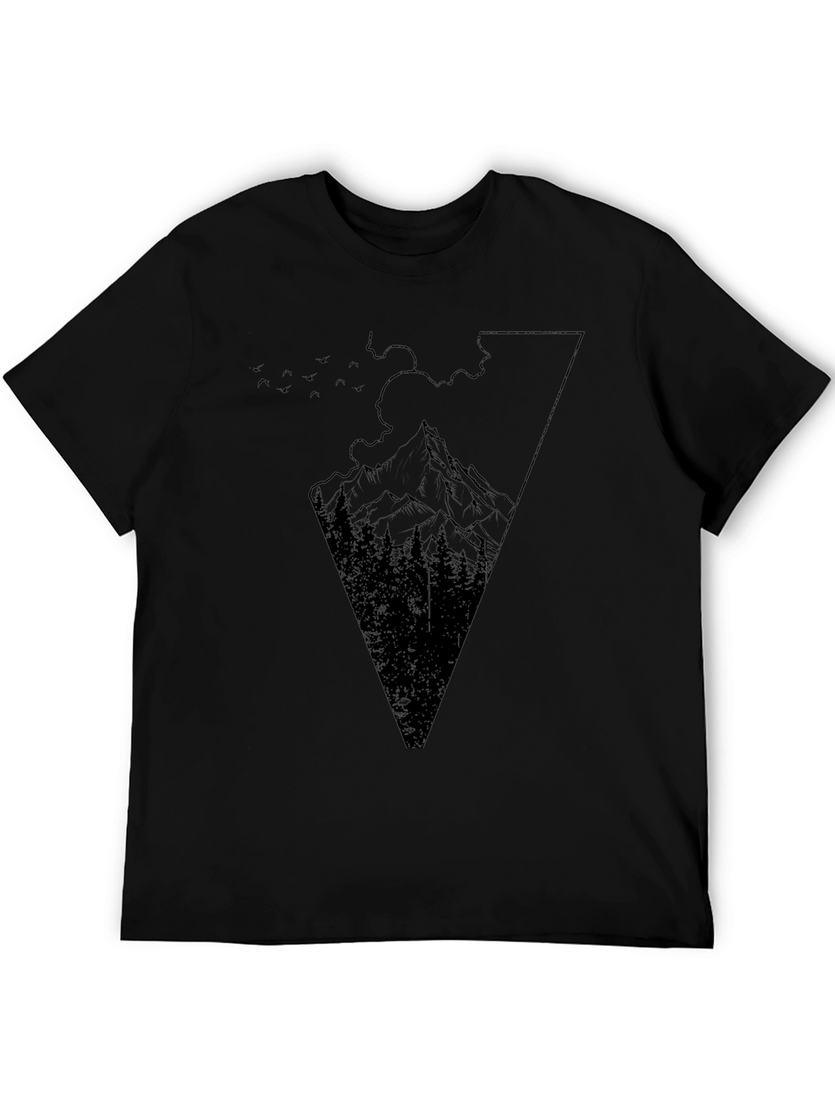 Mountain Graphic Tee - Black Cotton T-Shirt