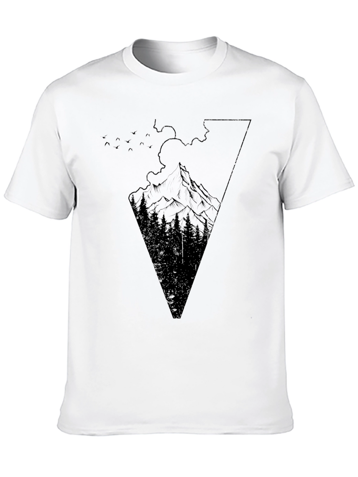 Mountain Graphic Tee - Black Cotton T-Shirt