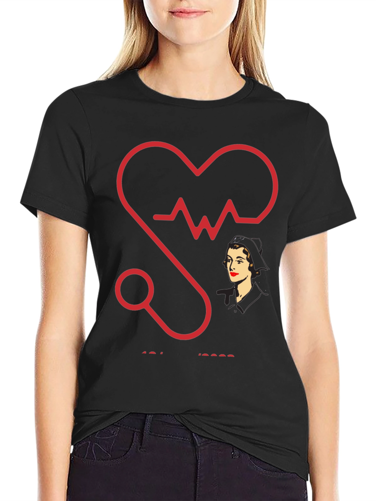 Nurse Heartbeat Stethoscope Graphic T-Shirt