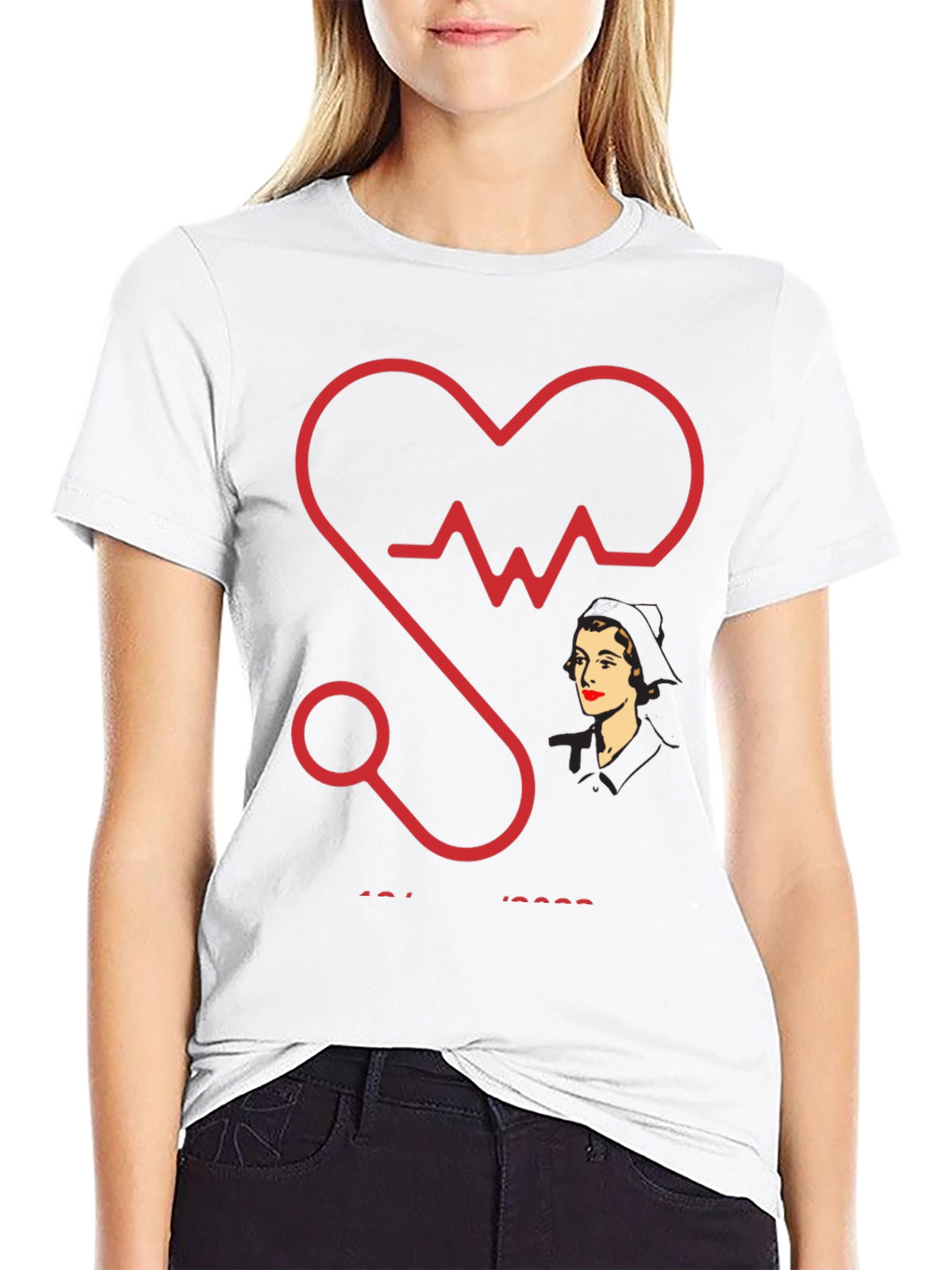 Nurse Heartbeat Stethoscope Graphic T-Shirt