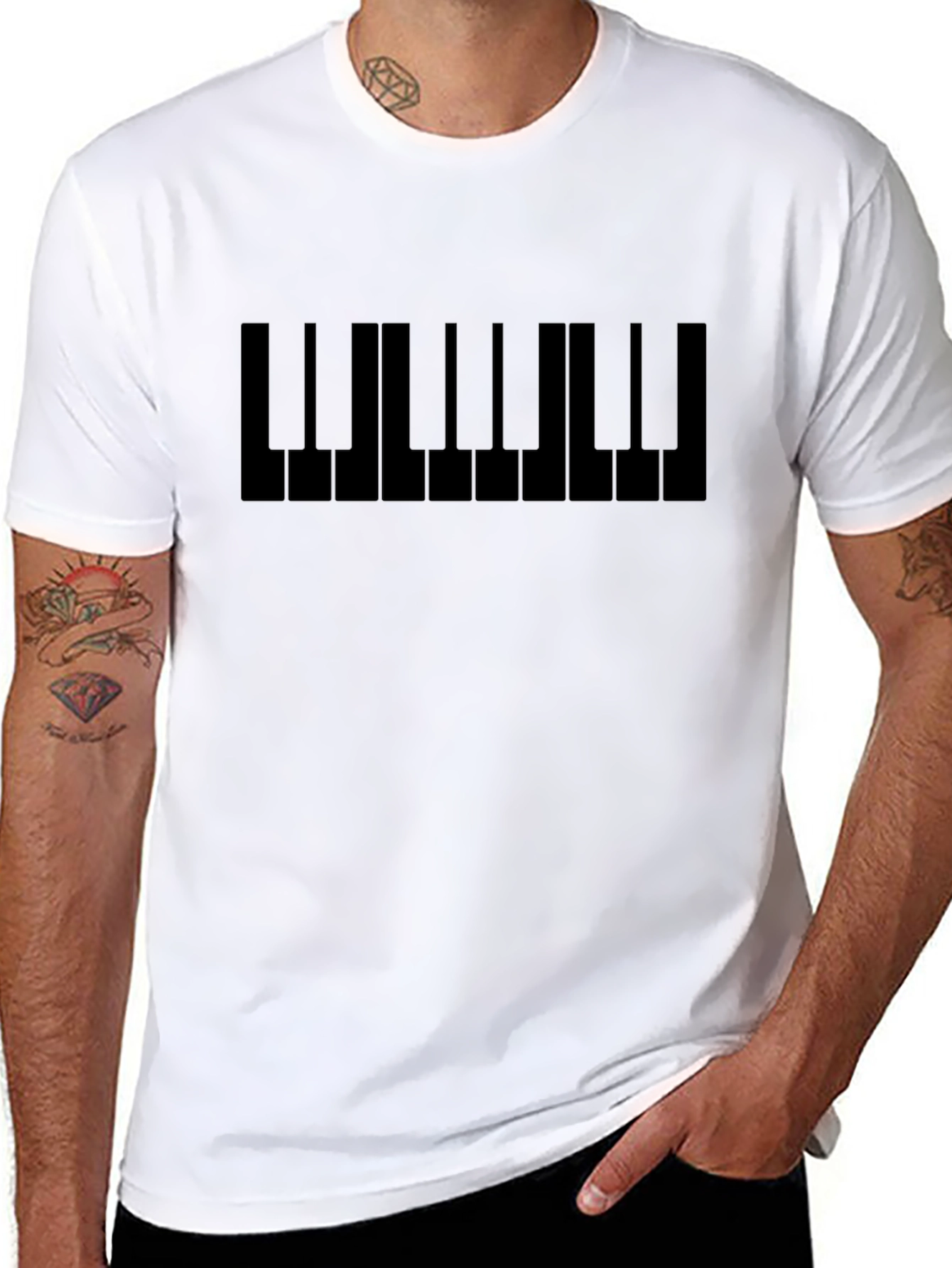 Piano Keys Graphic T-Shirt - Black