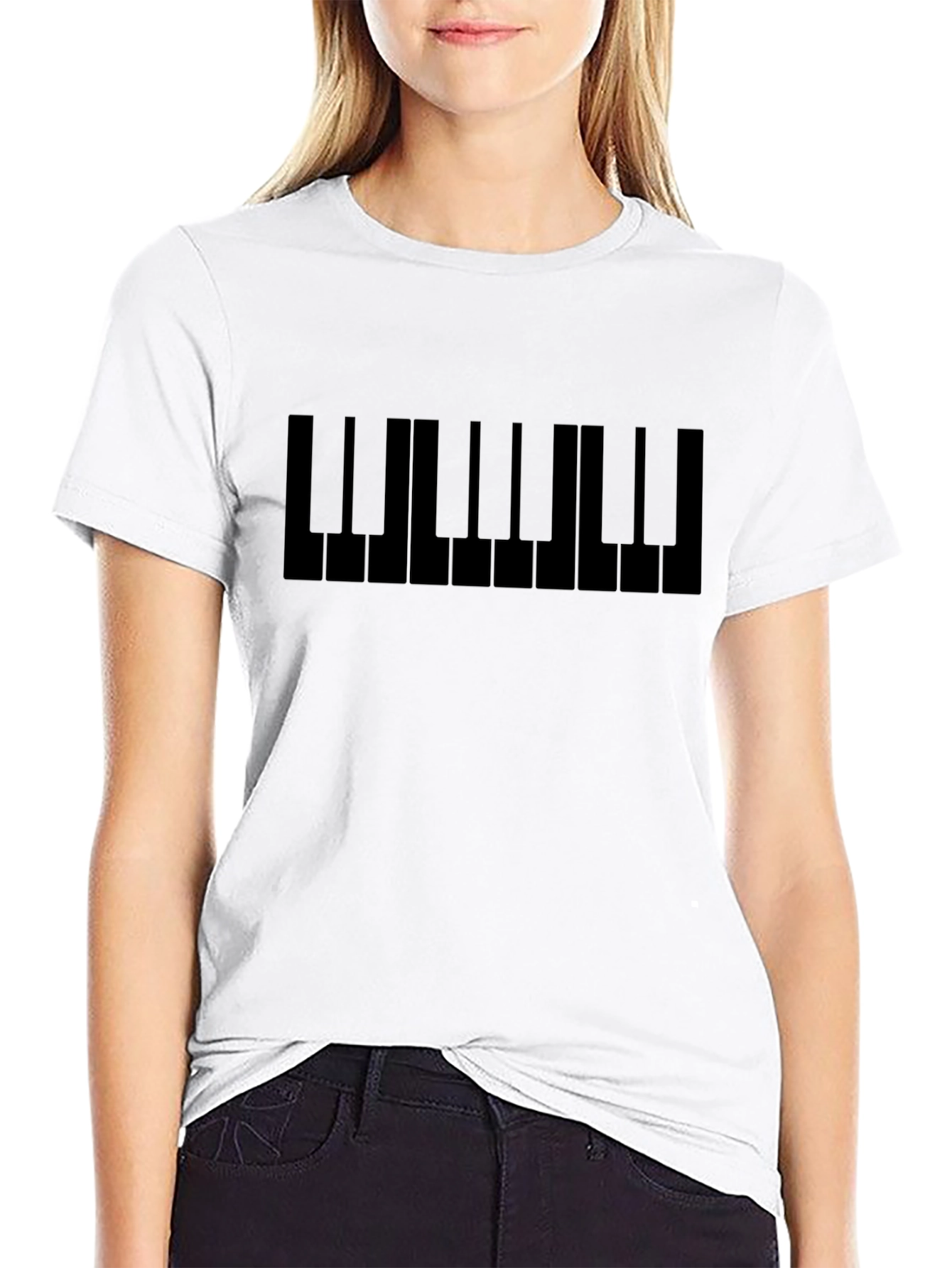 Piano Keys Graphic T-Shirt - Black