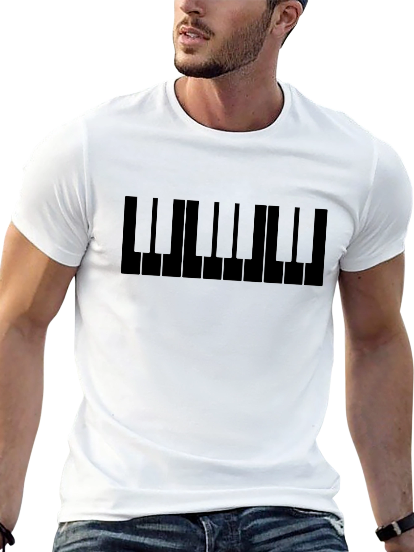 Piano Keys Graphic T-Shirt - Black