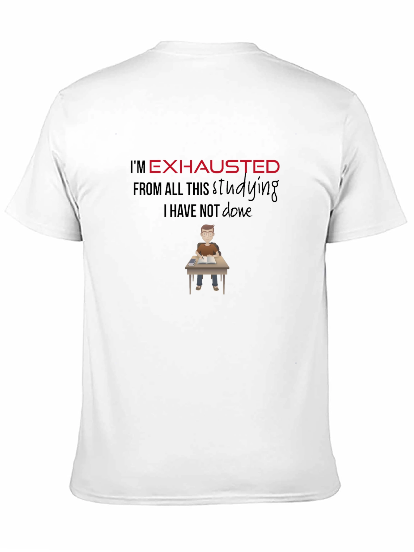Exhausted Student Graphic Tee - Black Cotton T-Shirt