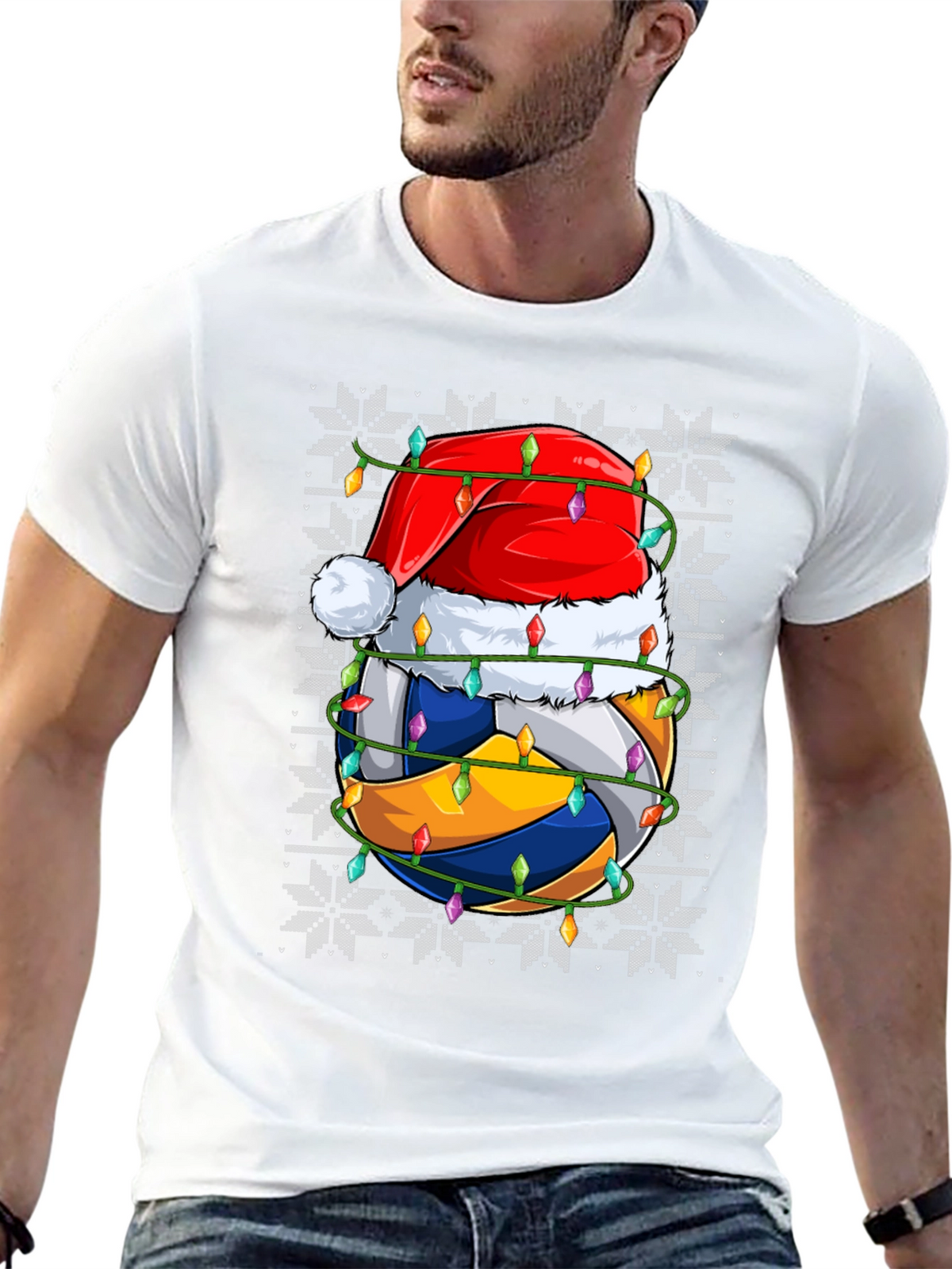 Volleyball Christmas Santa Hat Graphic Tee