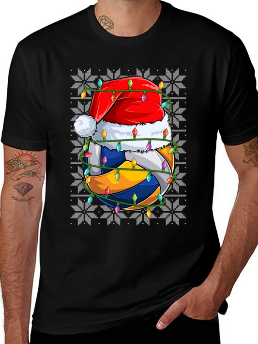 Volleyball Christmas Santa Hat Graphic Tee
