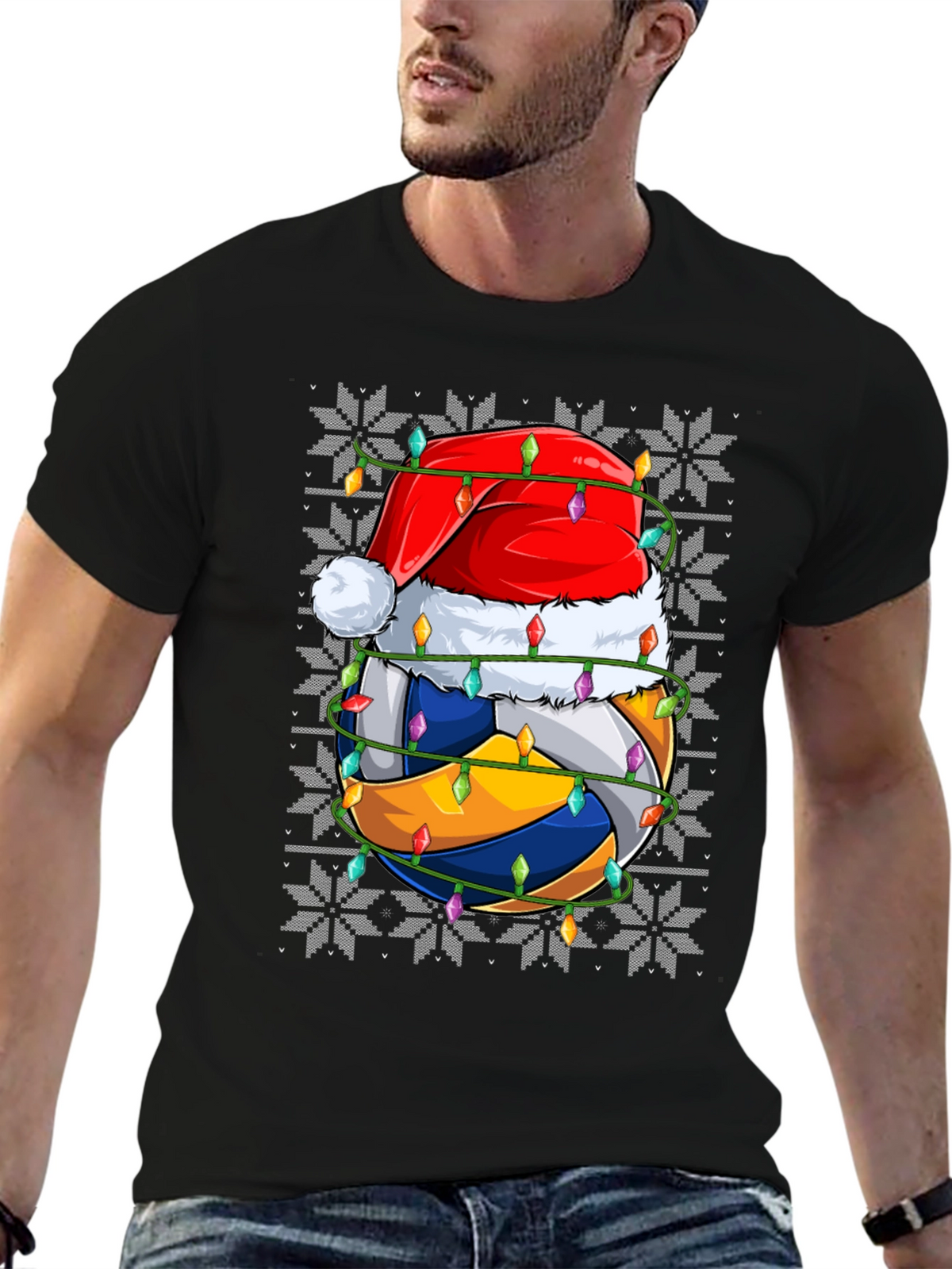 Volleyball Christmas Santa Hat Graphic Tee