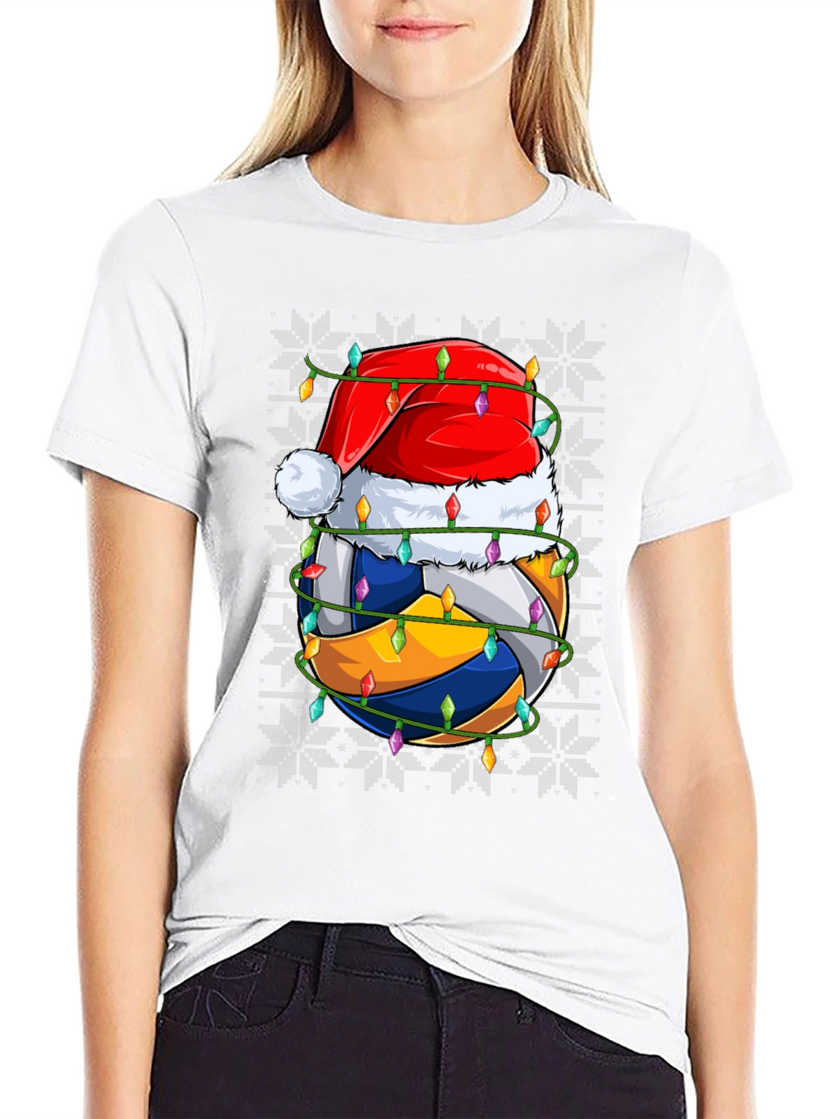 Volleyball Christmas Santa Hat Graphic Tee