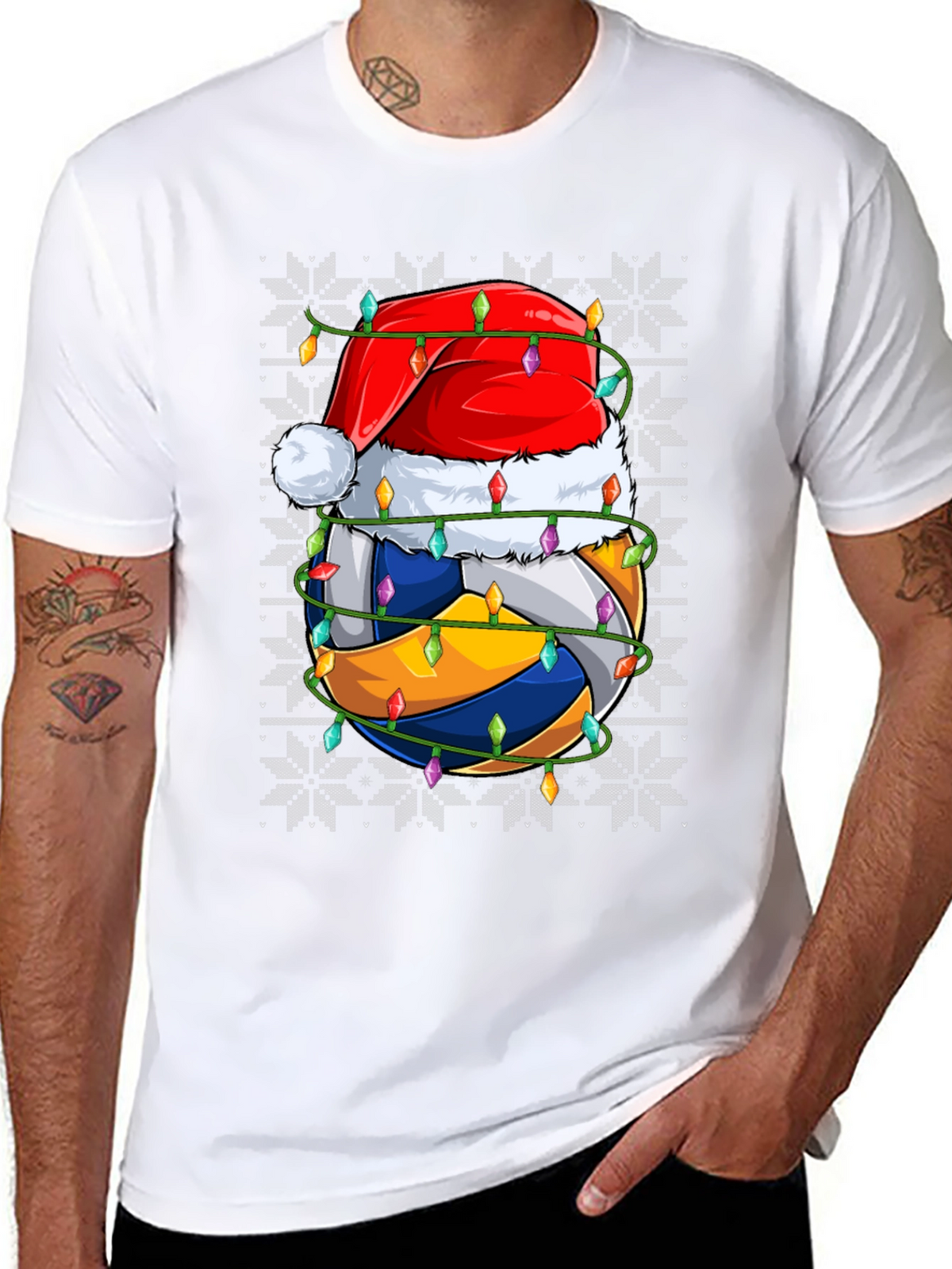 Volleyball Christmas Santa Hat Graphic Tee