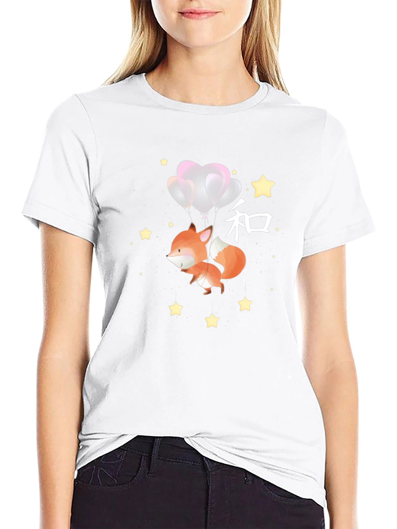 Cute Fox with Balloons Graphic T-Shirt