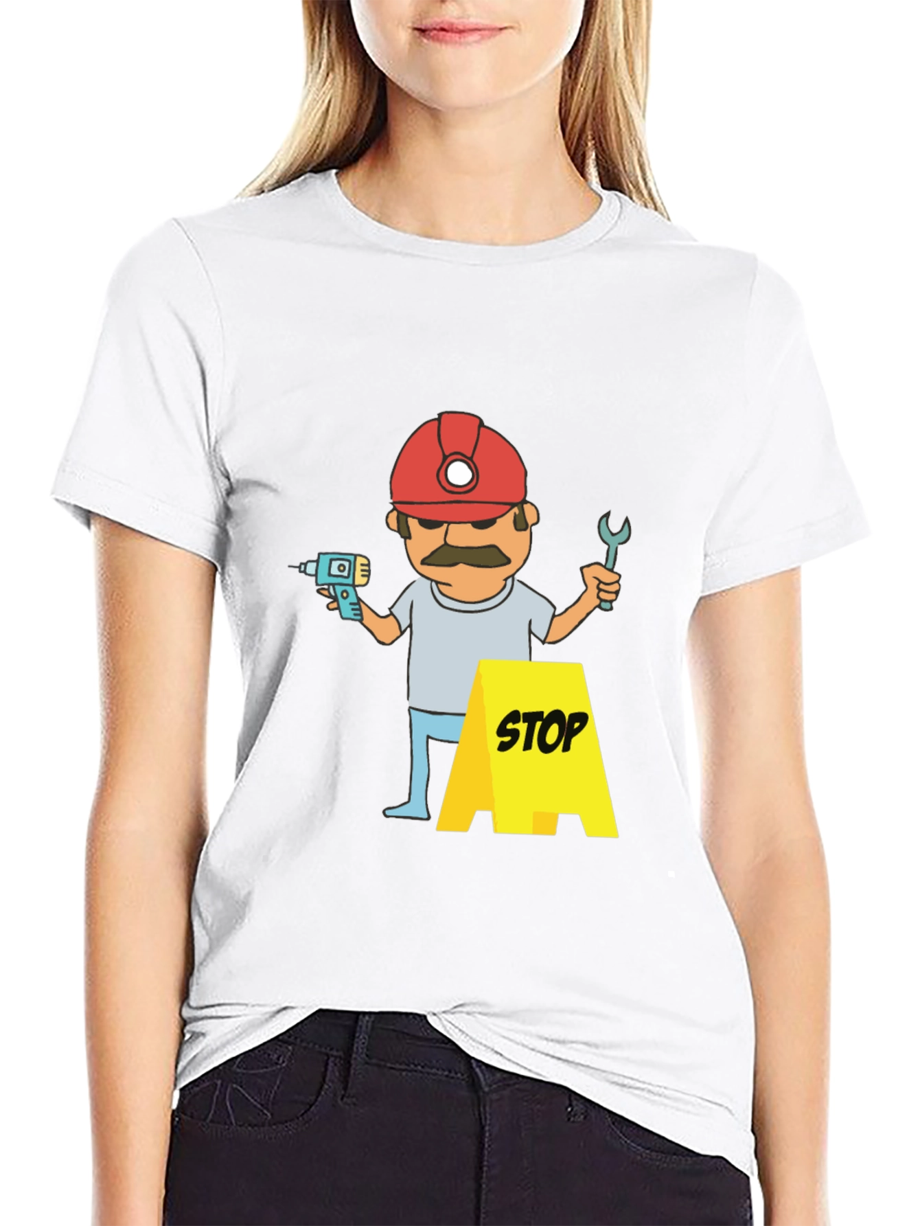 Construction Worker Graphic T-Shirt - Black