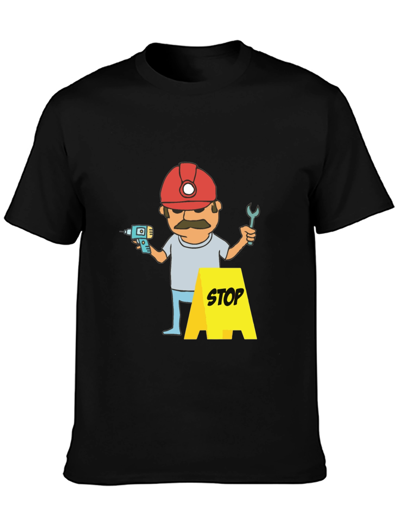 Construction Worker Graphic T-Shirt - Black