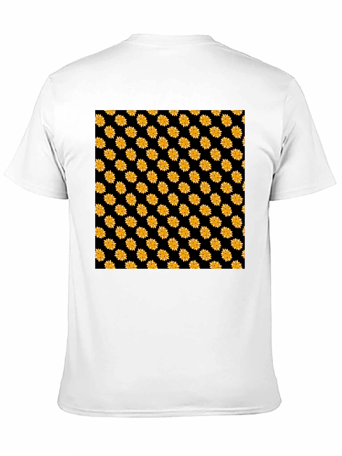 Sunflower Pattern Black T-Shirt