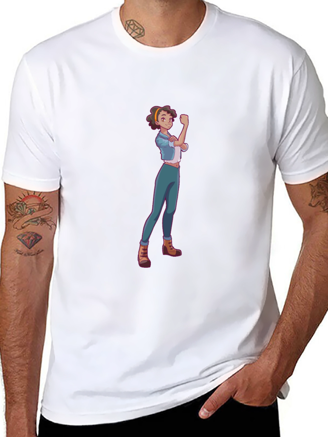Rosie Riveter Cartoon Graphic T-Shirt