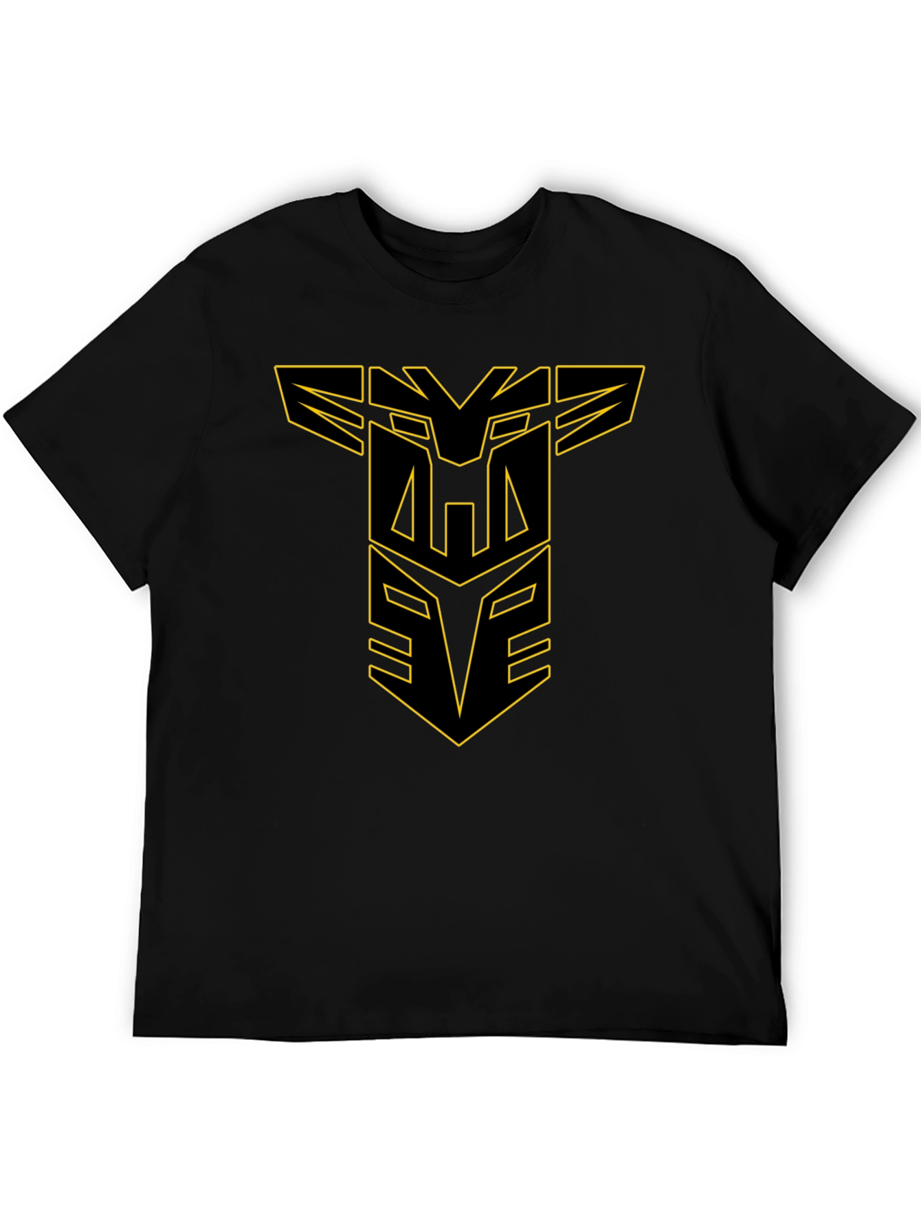 Black T-Shirt with Geometric Design