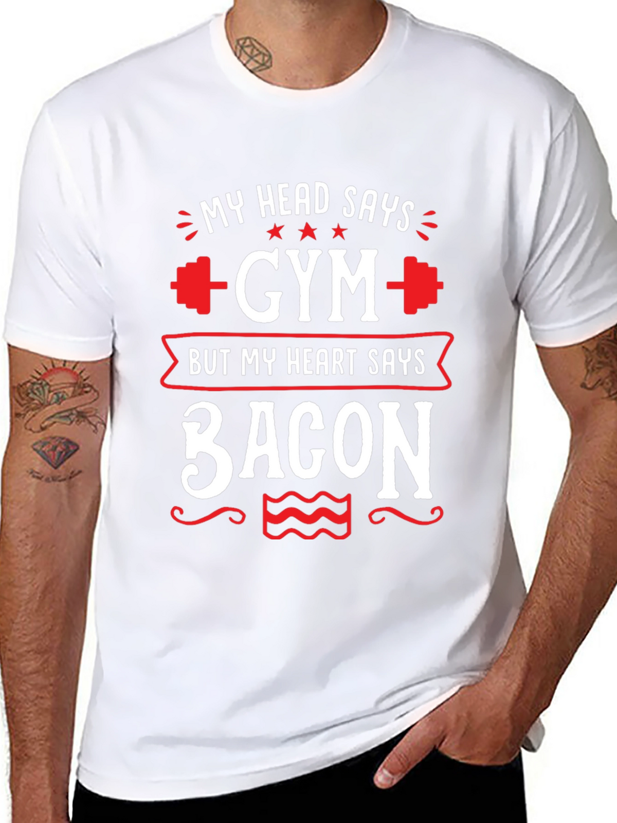 Gym vs. Bacon Graphic Tee - Funny Fitness Shirt