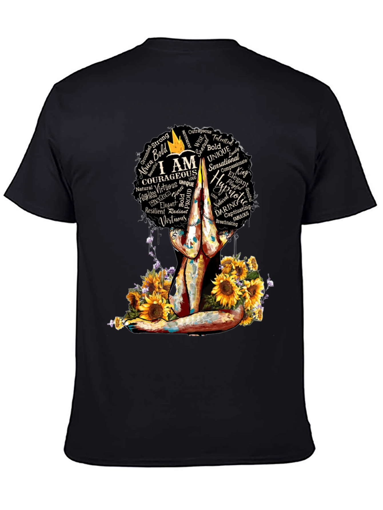 Empowered Woman T-Shirt Sunflower Yoga Afro Tee