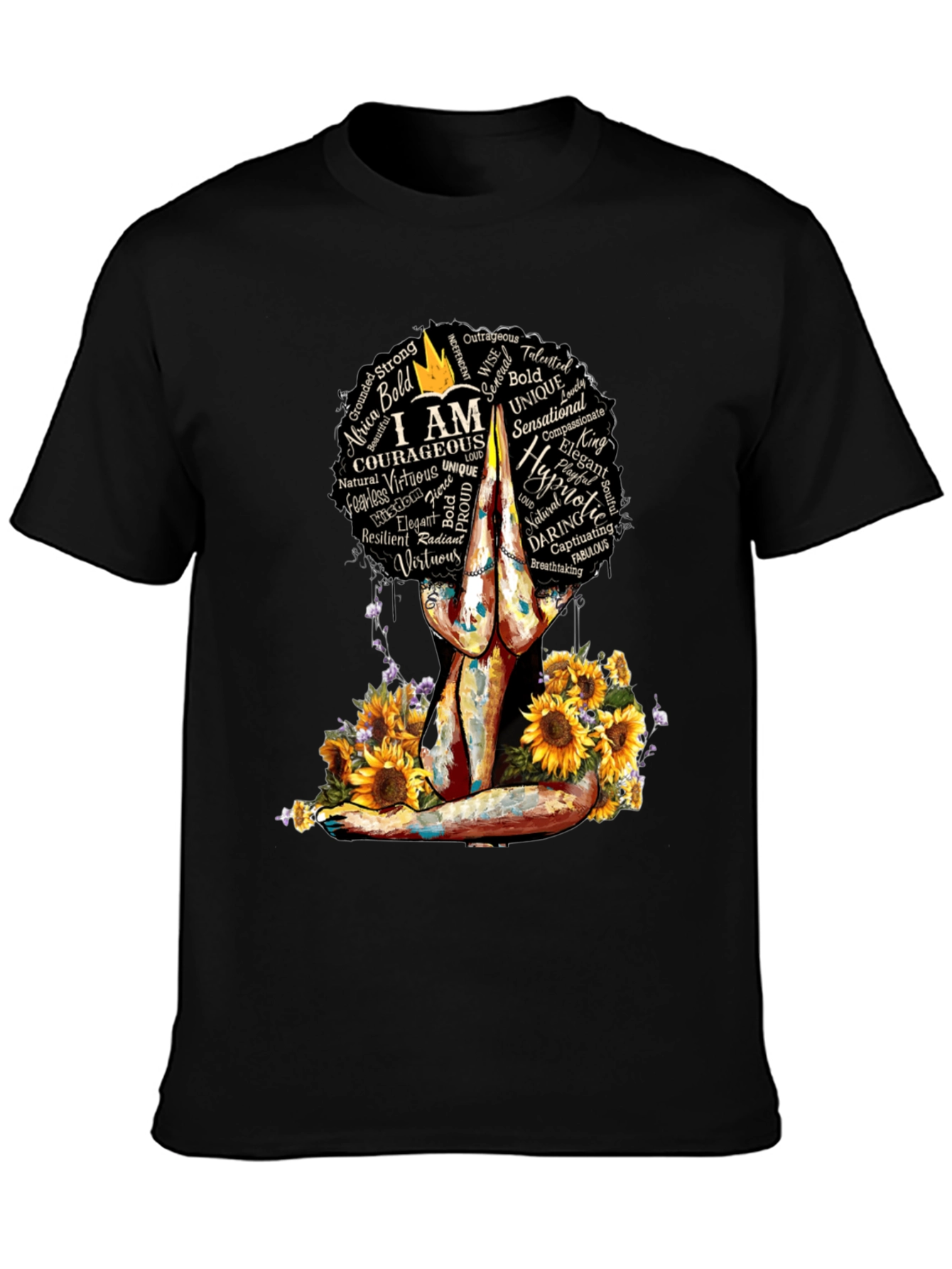 Empowered Woman T-Shirt Sunflower Yoga Afro Tee