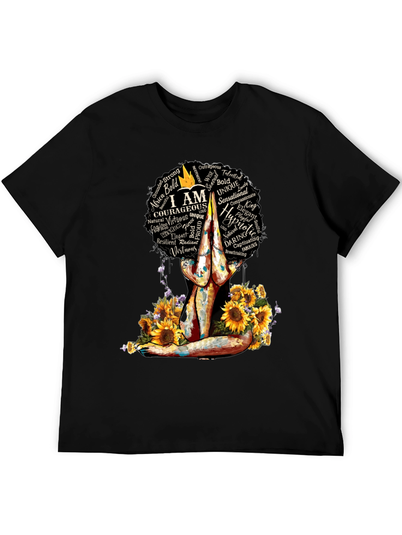 Empowered Woman T-Shirt Sunflower Yoga Afro Tee
