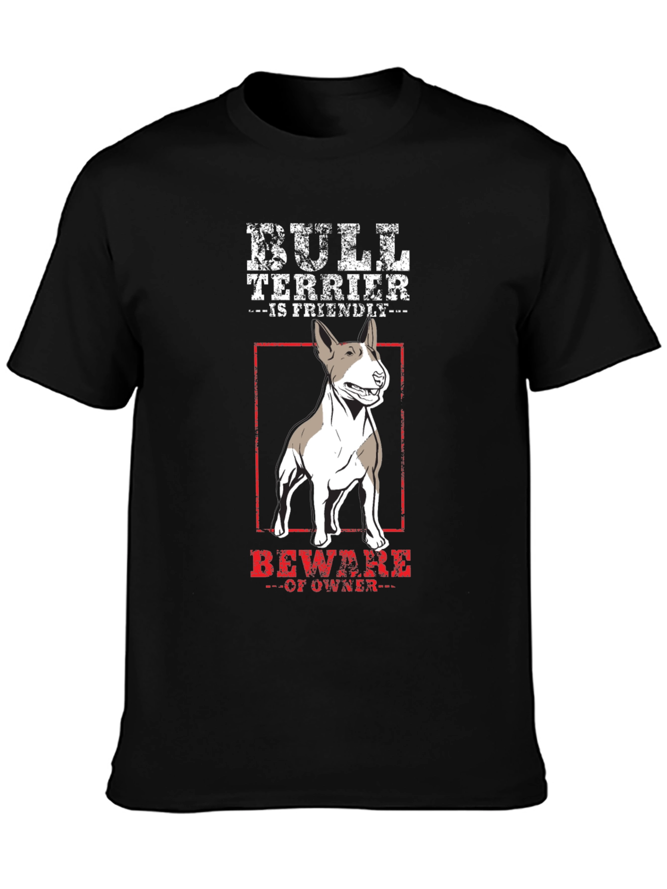 Bull Terrier Is Friendly Mens Black T-Shirt