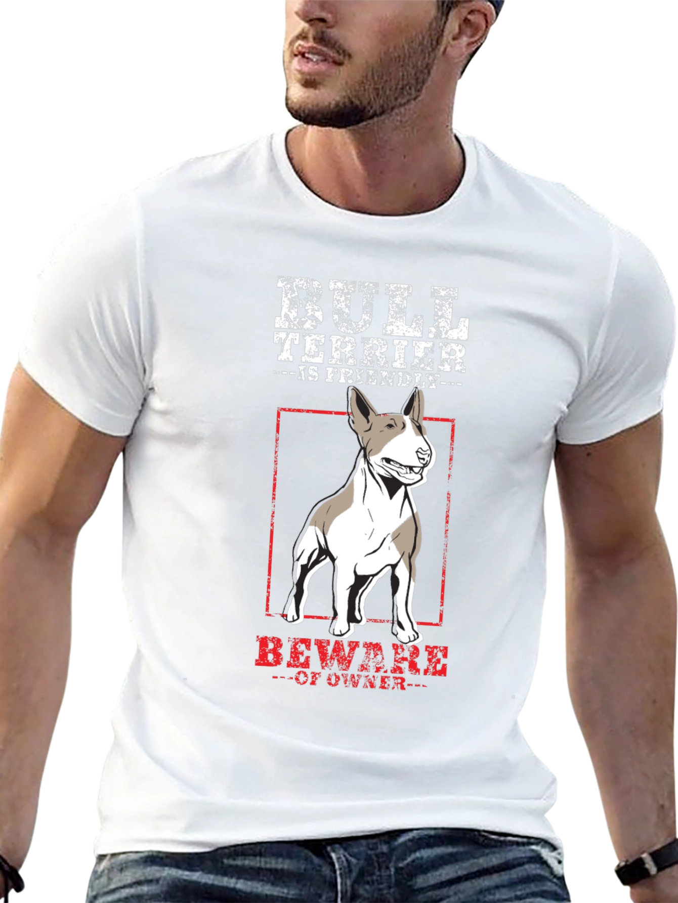 Bull Terrier Is Friendly Mens Black T-Shirt