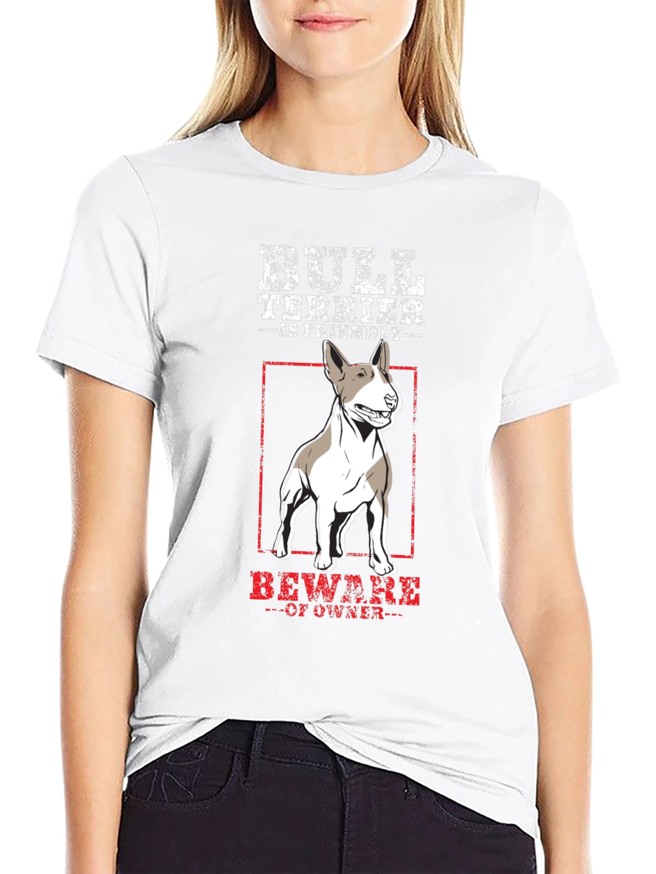 Bull Terrier Is Friendly Mens Black T-Shirt