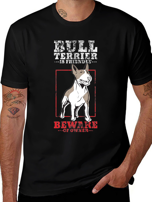 Bull Terrier Is Friendly Mens Black T-Shirt