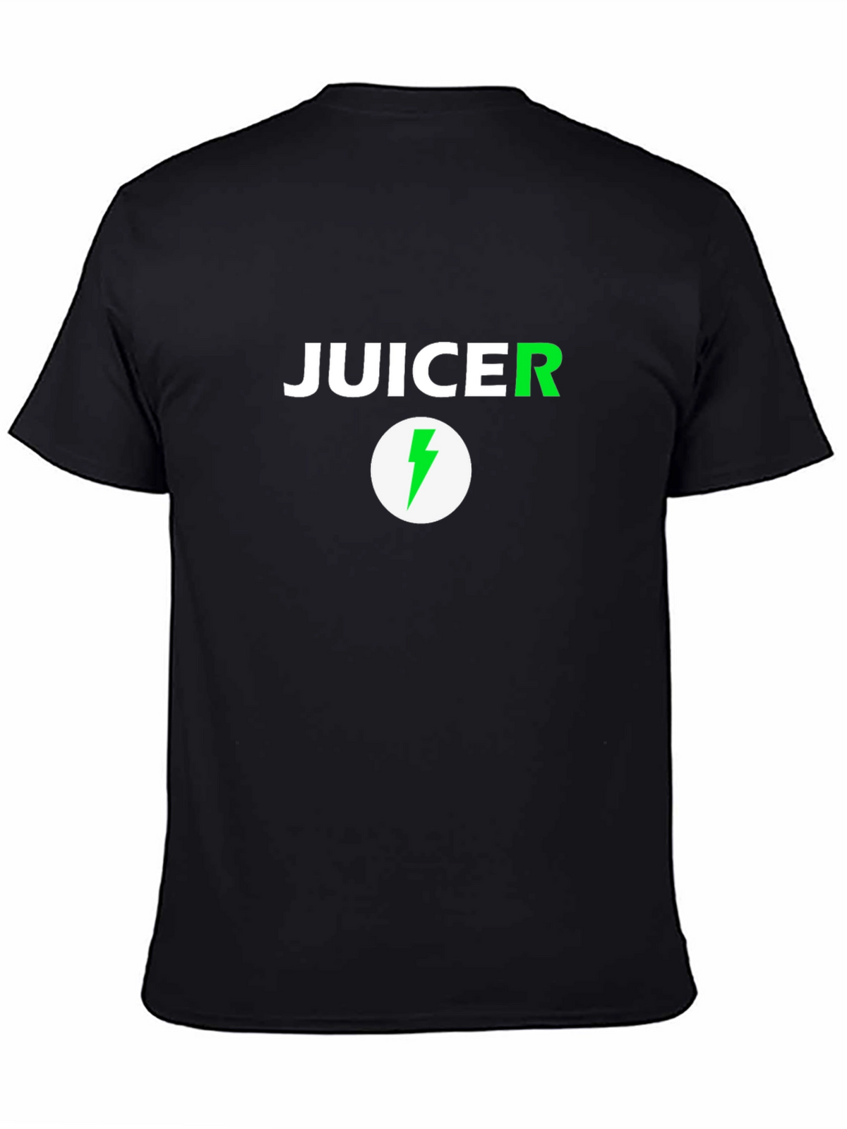 Juicer Black T-Shirt with Green Lightning Bolt Logo