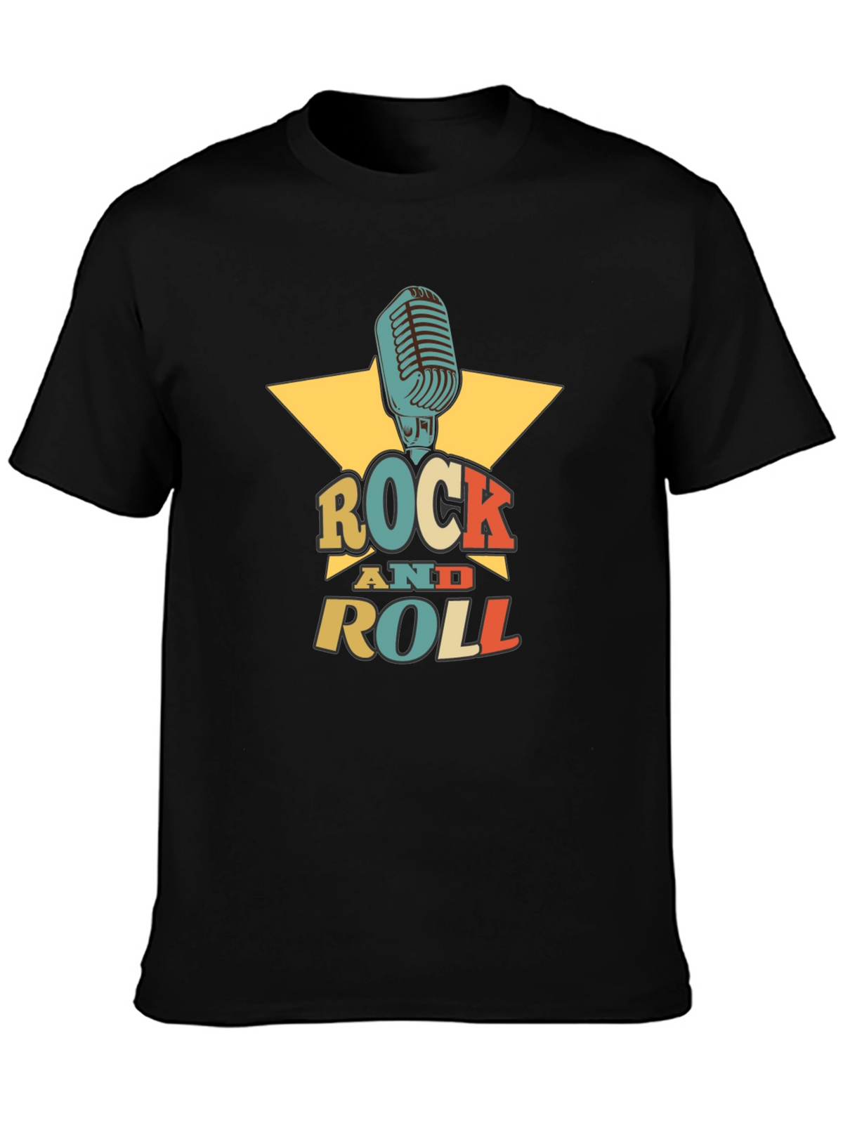 Rock and Roll Graphic Tee - Retro Microphone Design